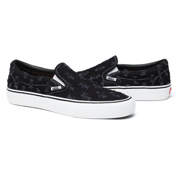 Buy Supreme®/ Vans® Hole Punch Denim Slip-On Pro (Black) Online