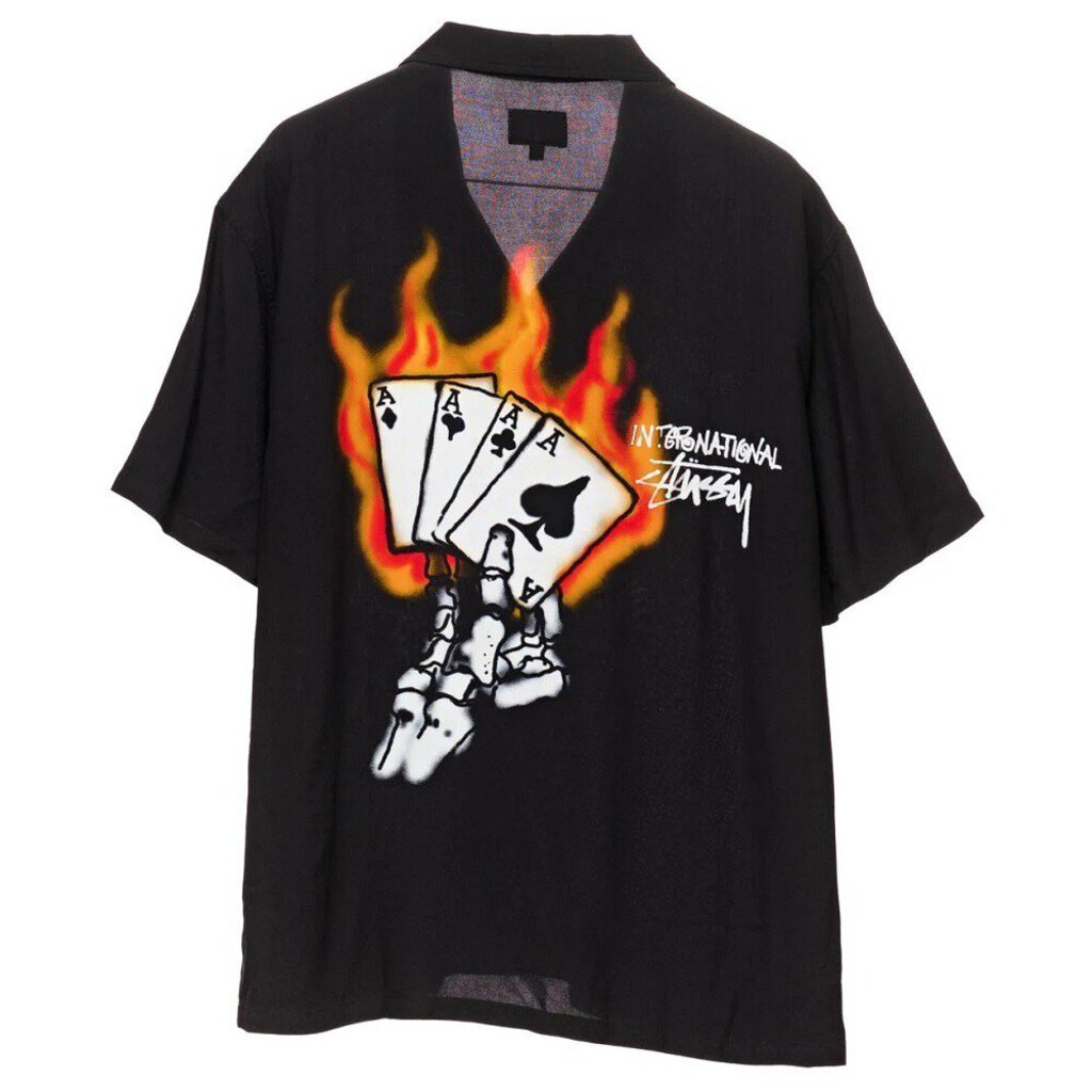 Stussy Flame Button Up Shirt &#39;Black&#39;