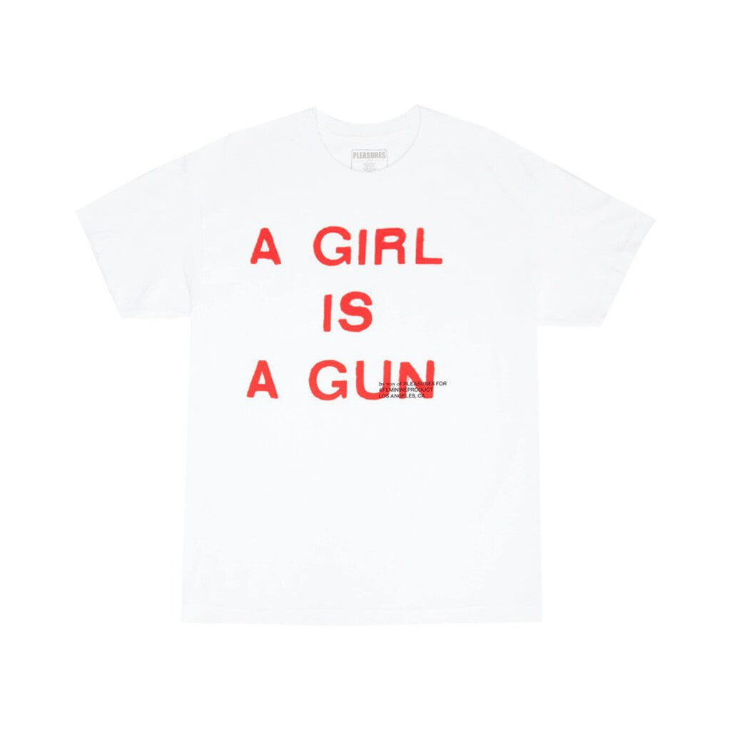 Pleasures A Girl Is A Gun T-Shirt &#39;White&#39;