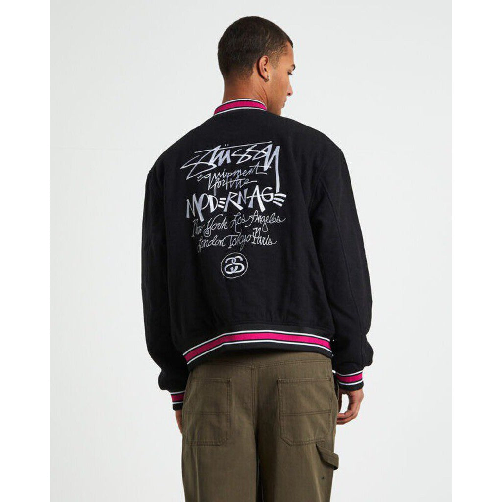 Stussy Varsity Jacket &#39;Black&#39;