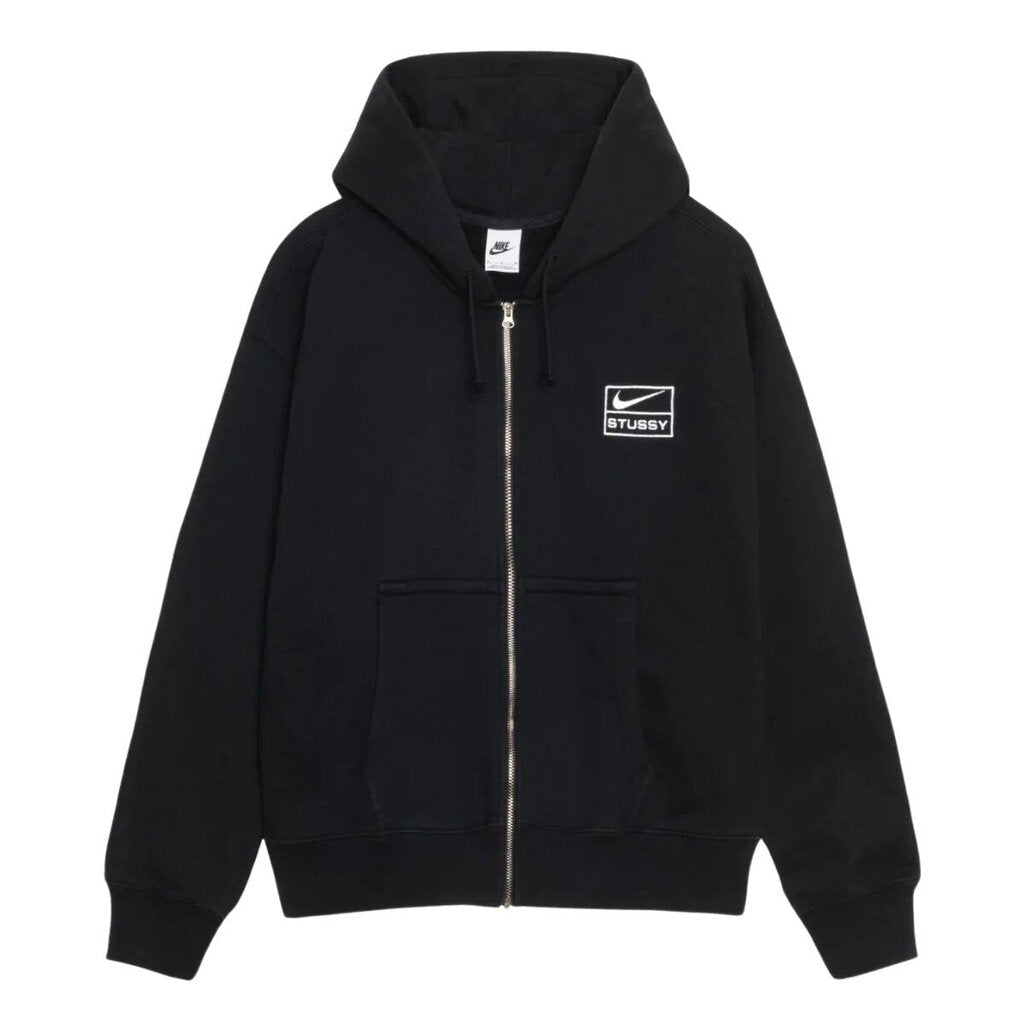 Stussy x Nike Stone Washed Fleece Zip Hoodie SS24 &#39;Black&#39;