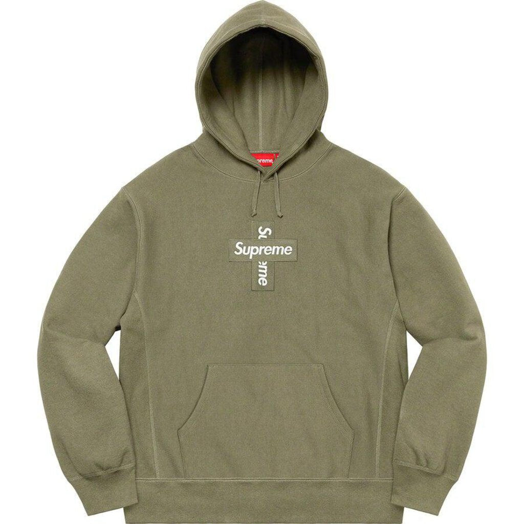 Supreme Cross Box Logo Hooded Sweatshirt &#39;Olive&#39;