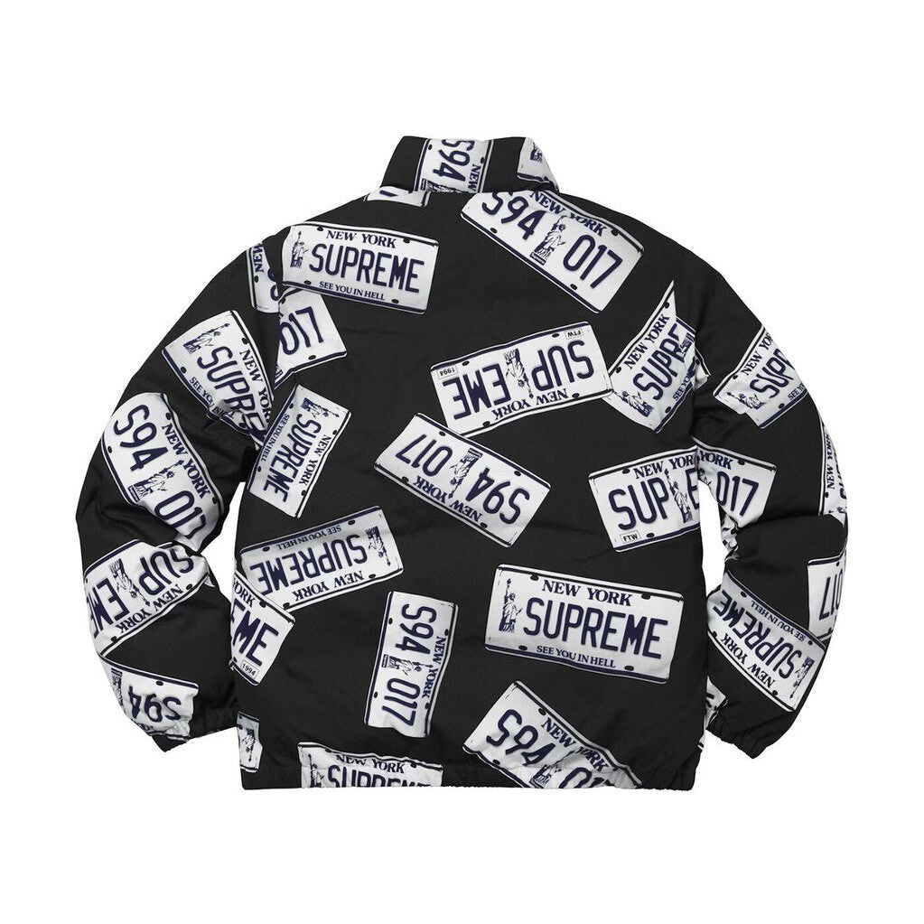 Supreme License Plate Puffer Jacket &#39;Black&#39;