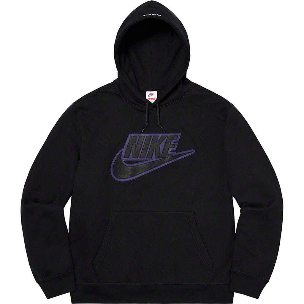 Supreme Nike Leather Applique Hooded Sweatshirt &#39;Black&#39;