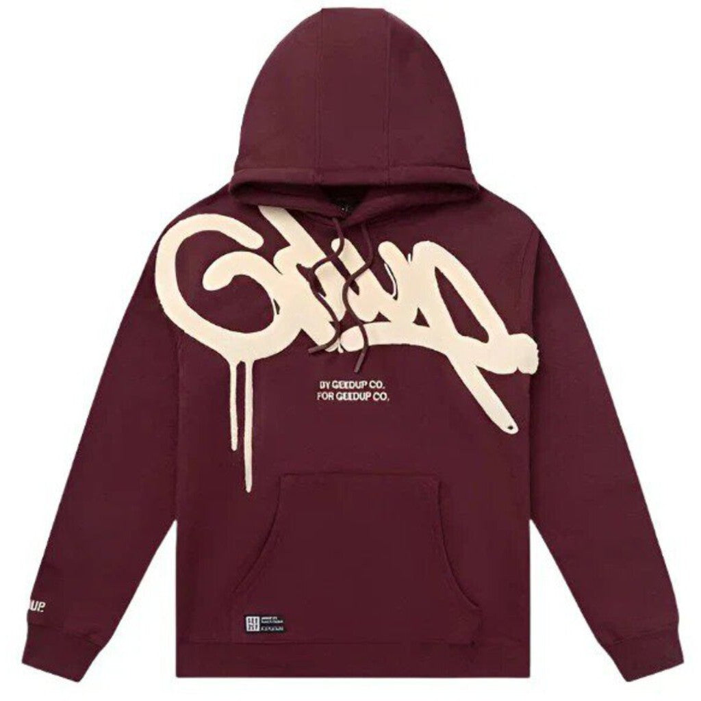 Geedup Handstyle Hoodie &#39;Maroon Cream&#39; M