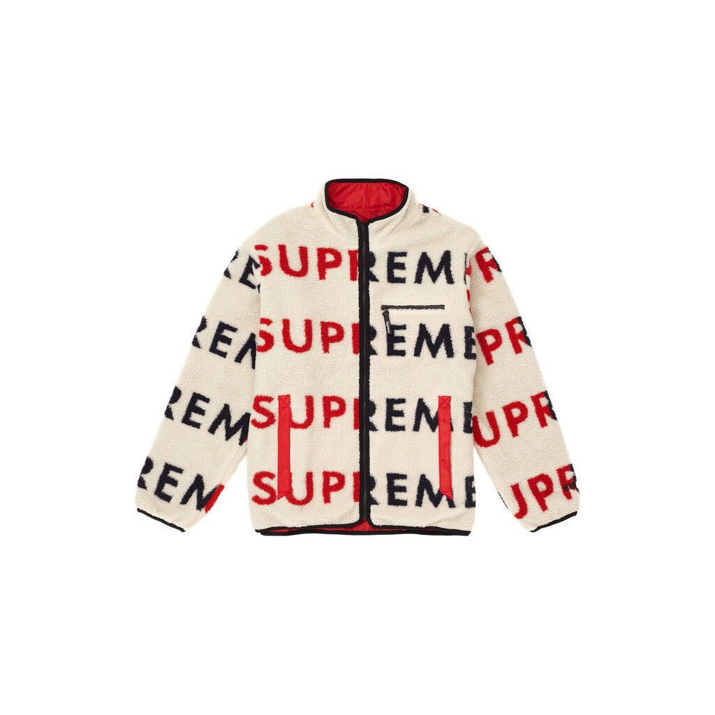 Supreme Reversible Logo Fleece Jacket &#39;Natural&#39;