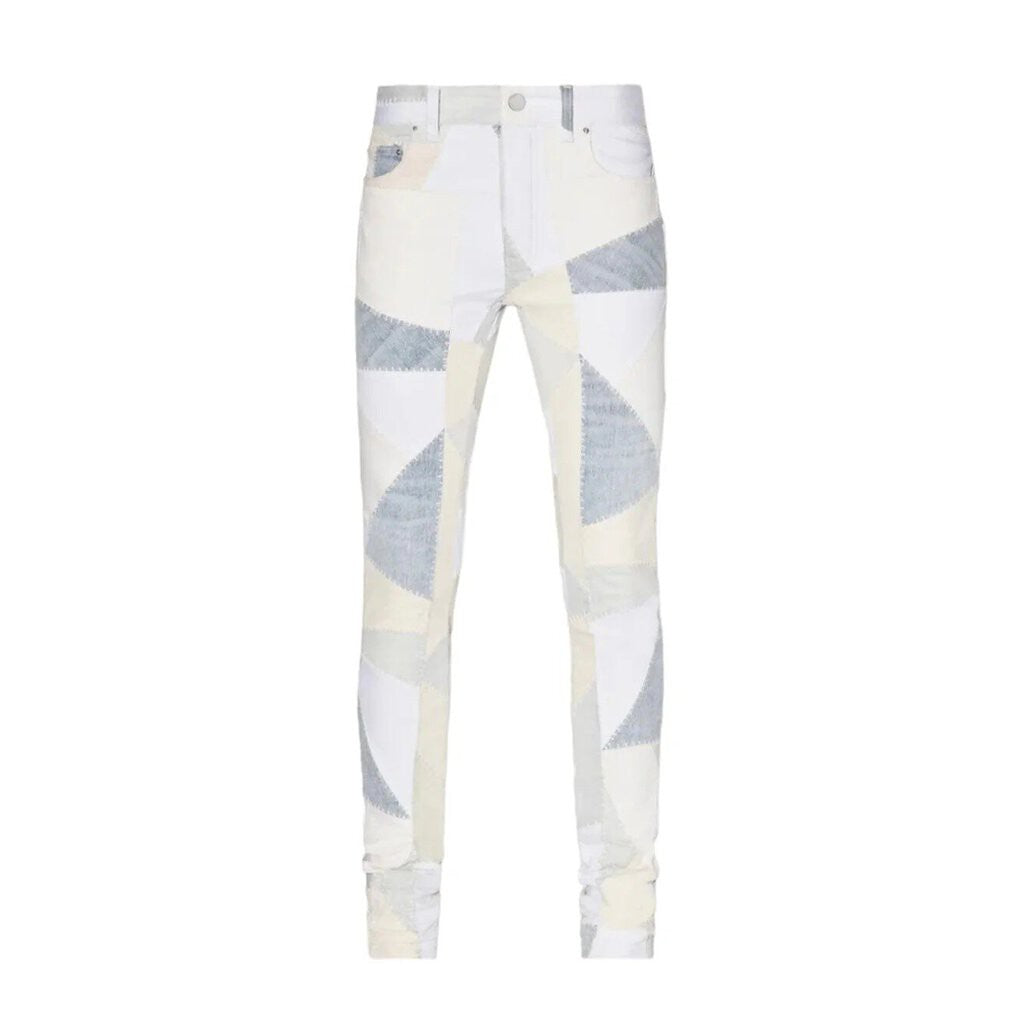 Amiri Skinny Denim Patchwork Jeans &#39;Alabaster&#39;