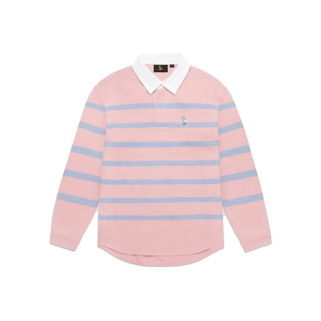 OVO Striped Oxford Rugby Jersey &#39;Pink Blue&#39;