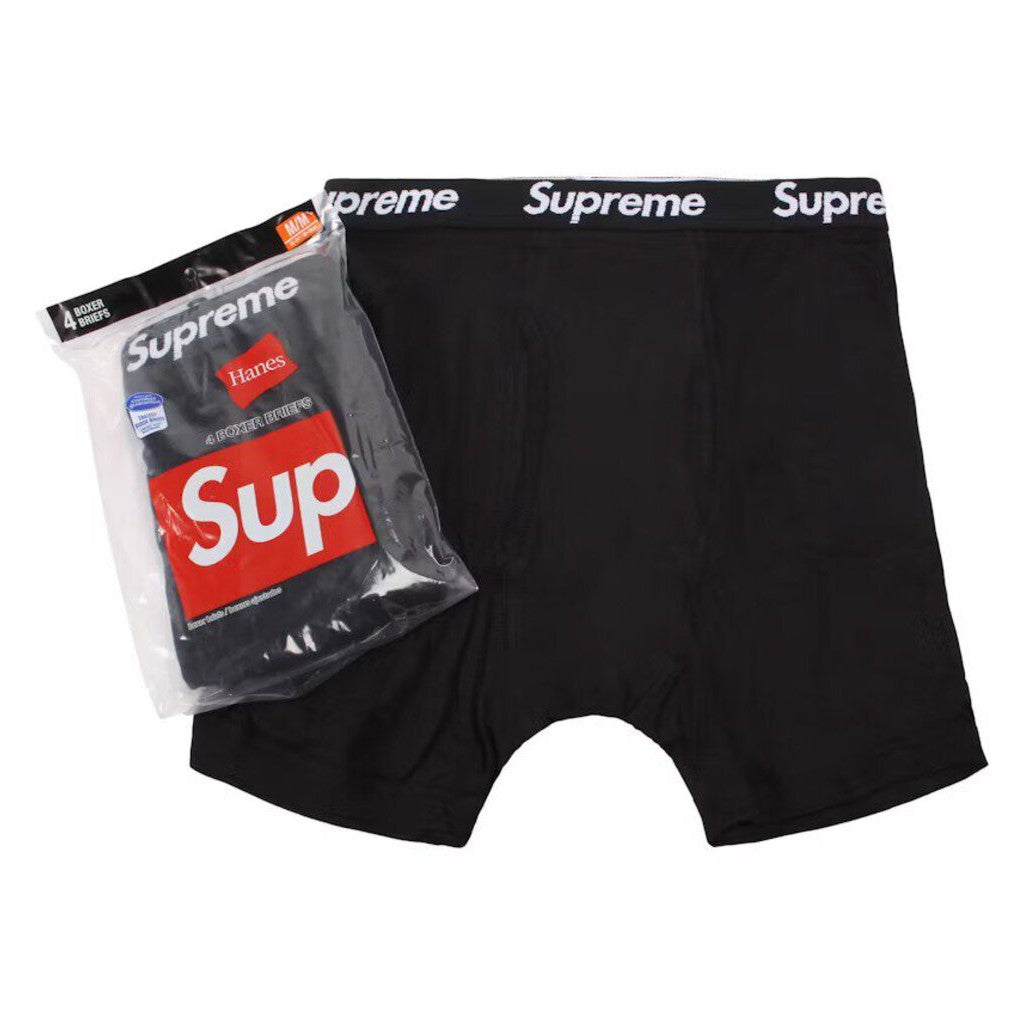 Supreme Hanes 4 Pack Boxer Briefs &#39;Black&#39;