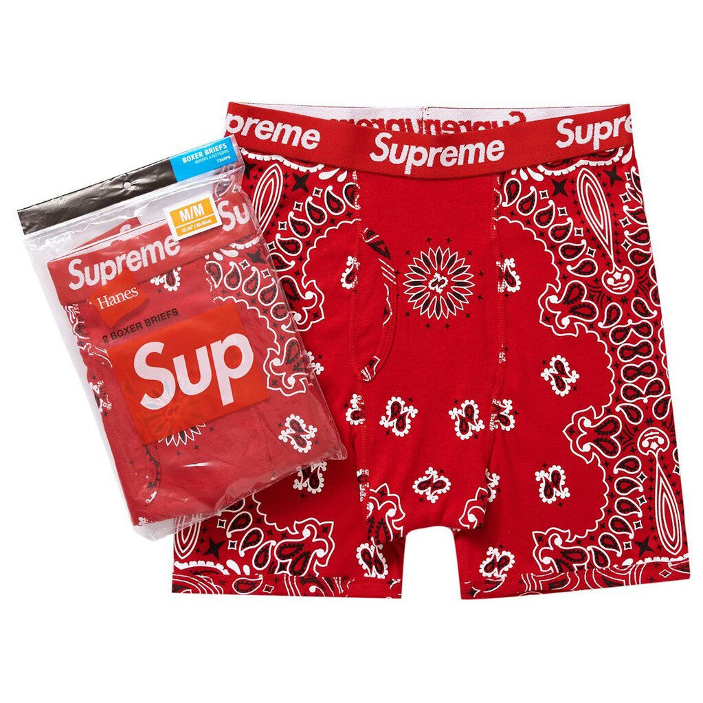 Supreme Hanes Bandana 2 Pack Boxer Briefs &#39;Red&#39;