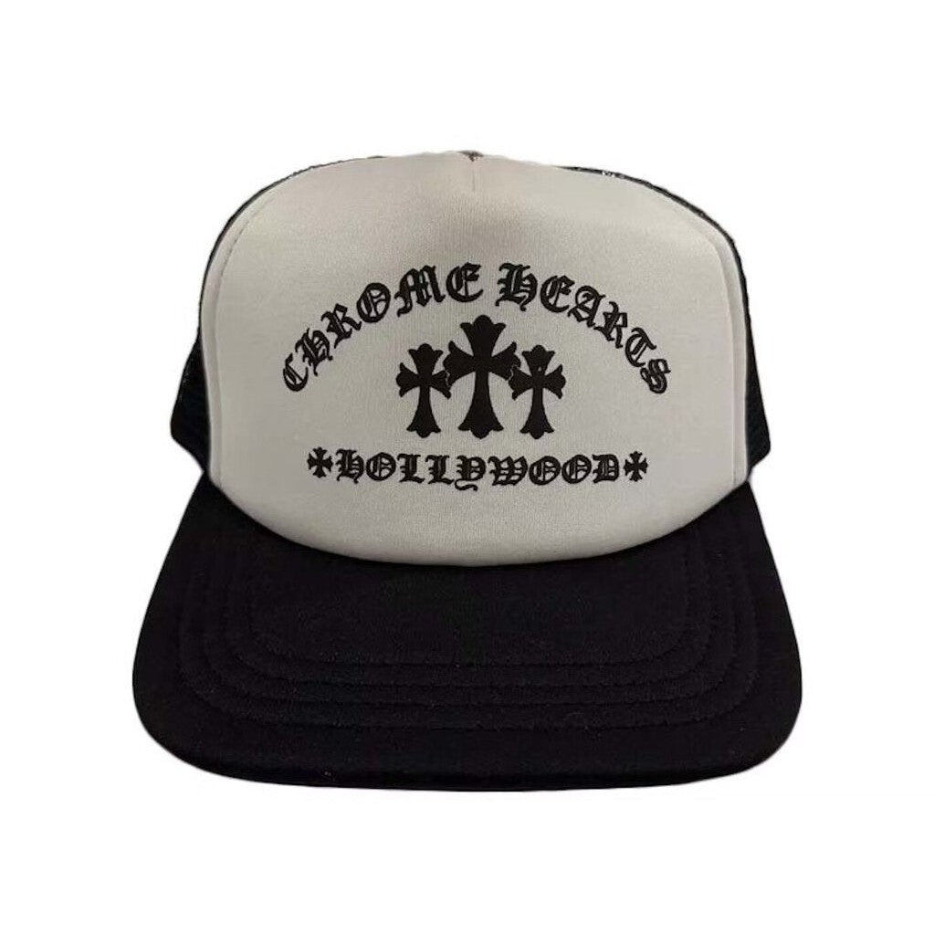 Chrome Hearts Hollywood Cross &#39;King Taco&#39; Trucker Hat &#39;Black White&#39;