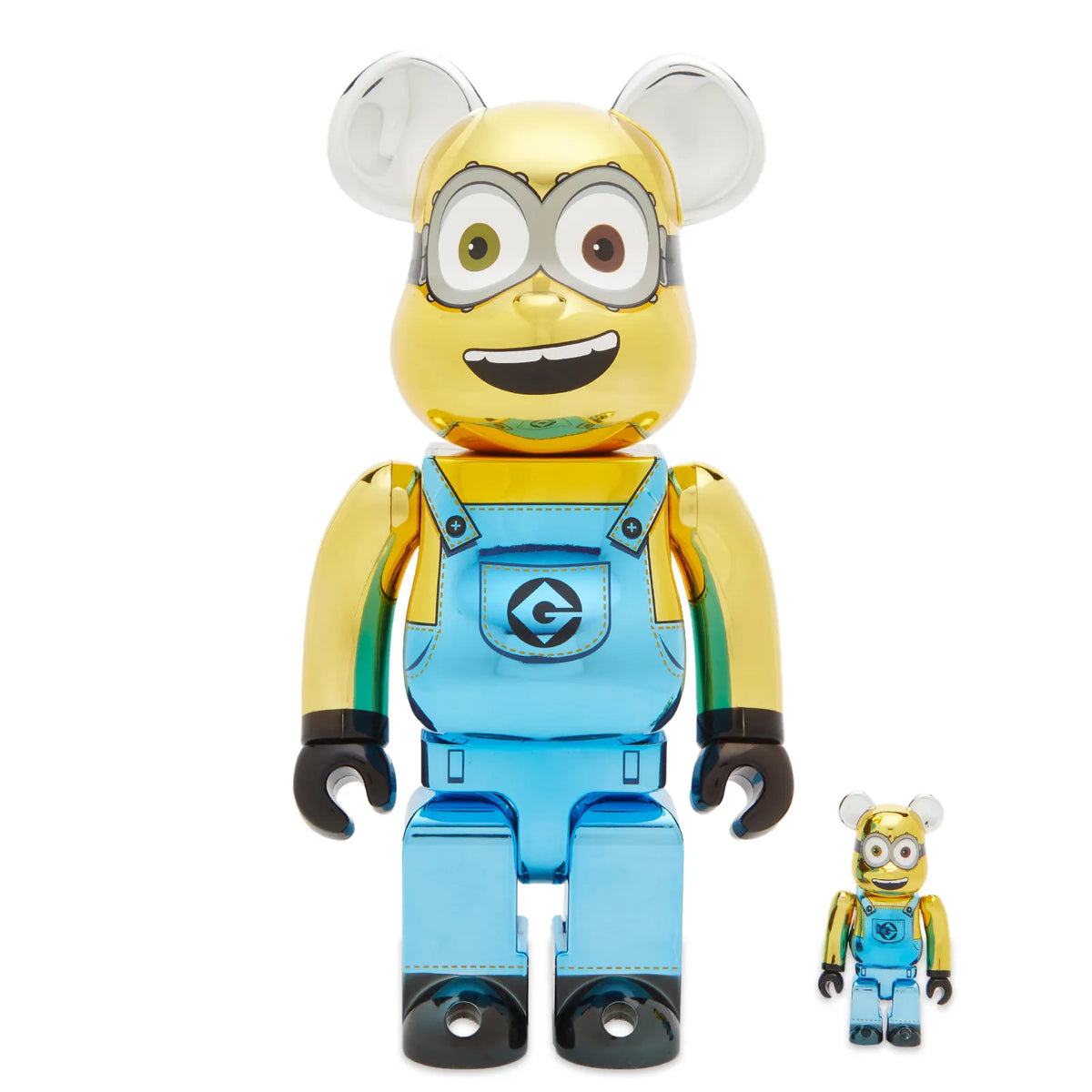 Bearbrick Minions Bob 100% &amp; 400% Set &#39;Chrome&#39;