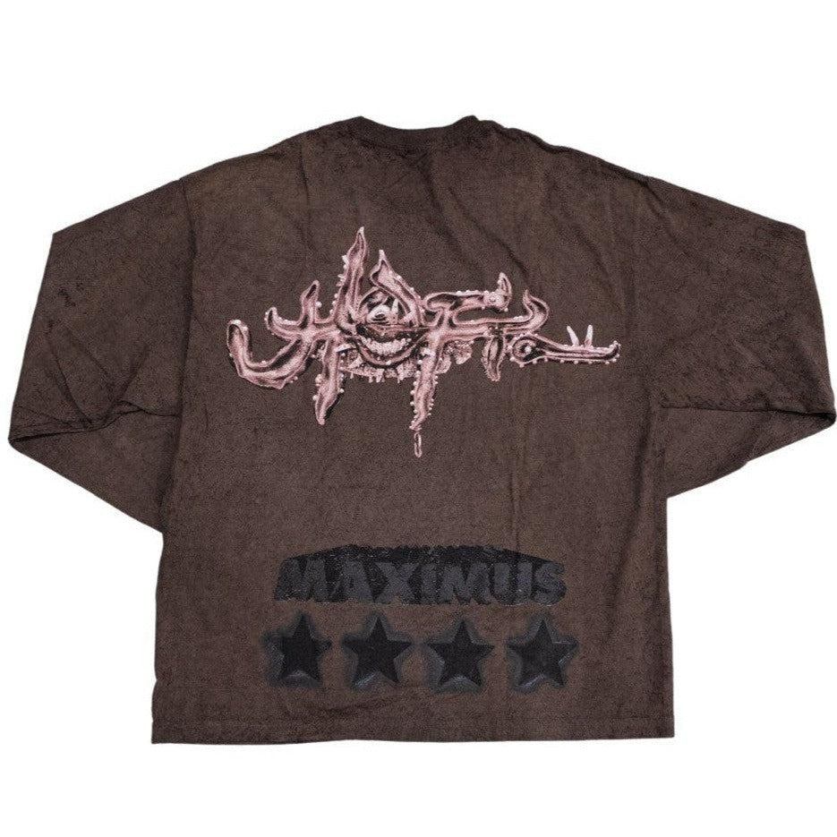 Travis Scott Utopia Circus Maximus 2023 Tour Brown L/S Tee | Waves Never Die | Travis Scott | T-Shirt