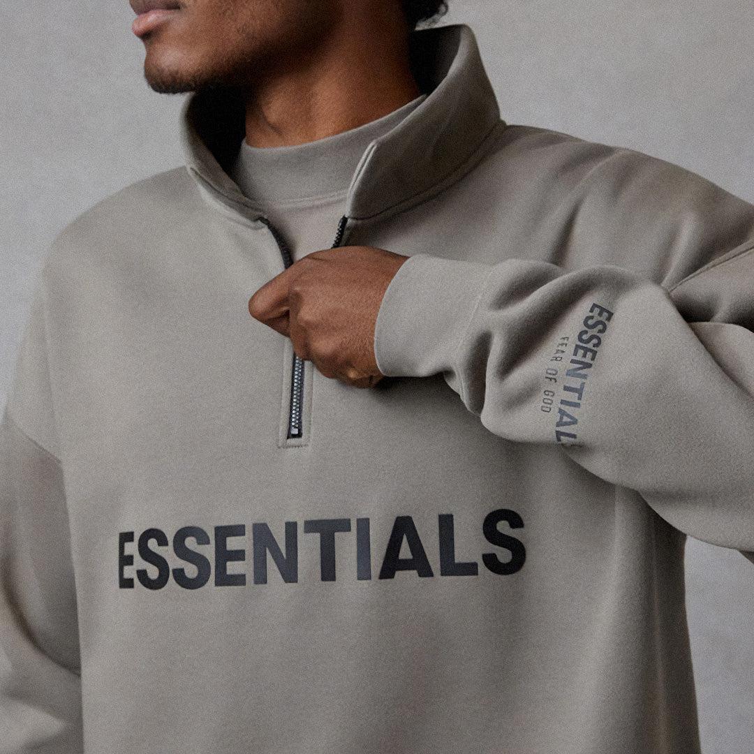 Fear of God Essentials Half Zip Pullover Sweater SS20 'Cement' | Waves Never Die | Fear of God | Hoodie