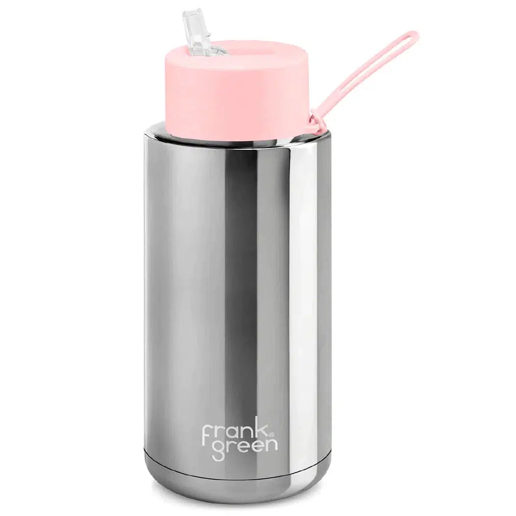 Frank Green Ceramic Reusable Bottle 1L &#39;Chrome Silver&#39; | Waves Never Die | Frank Green | Accessories