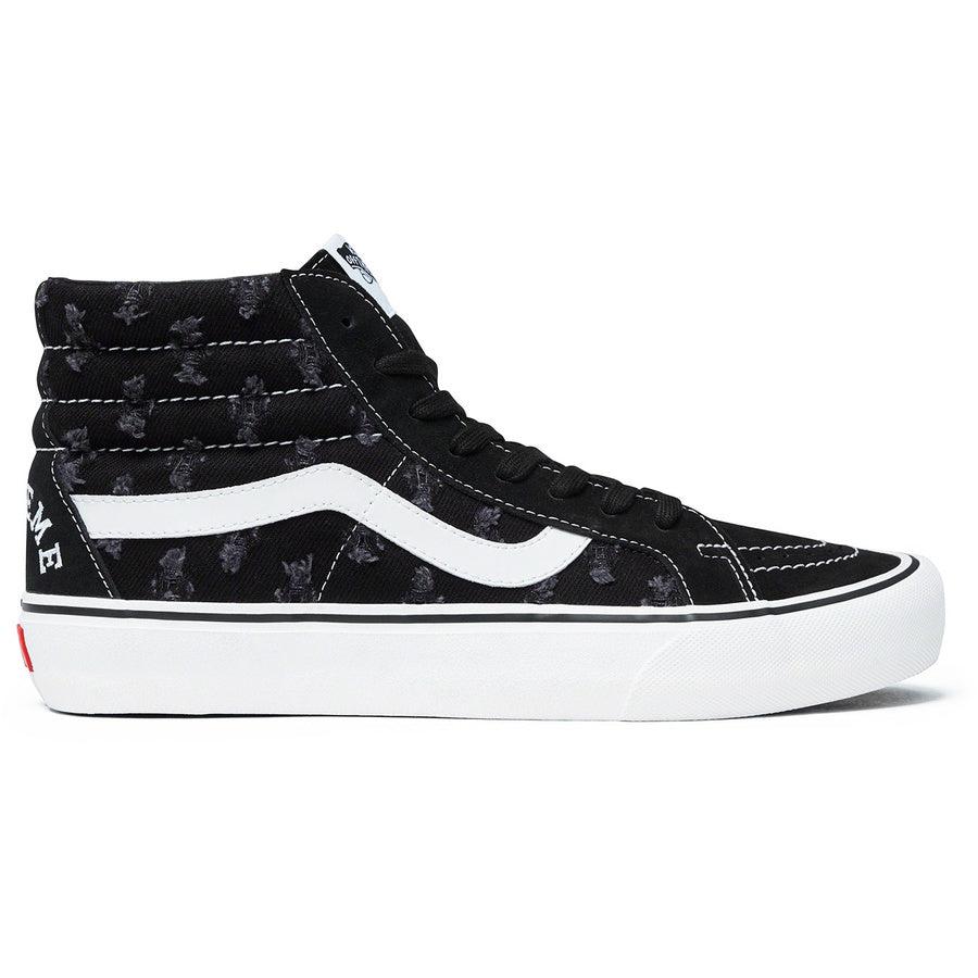 Vans Supreme x Sk8-Hi Sneaker in Black Hole Punch Denim Size 12