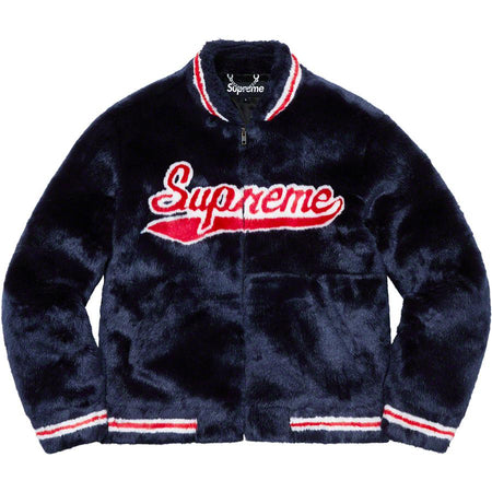 Buy Supreme Faux Fur Varsity Jacket (Navy) Online - Waves Never